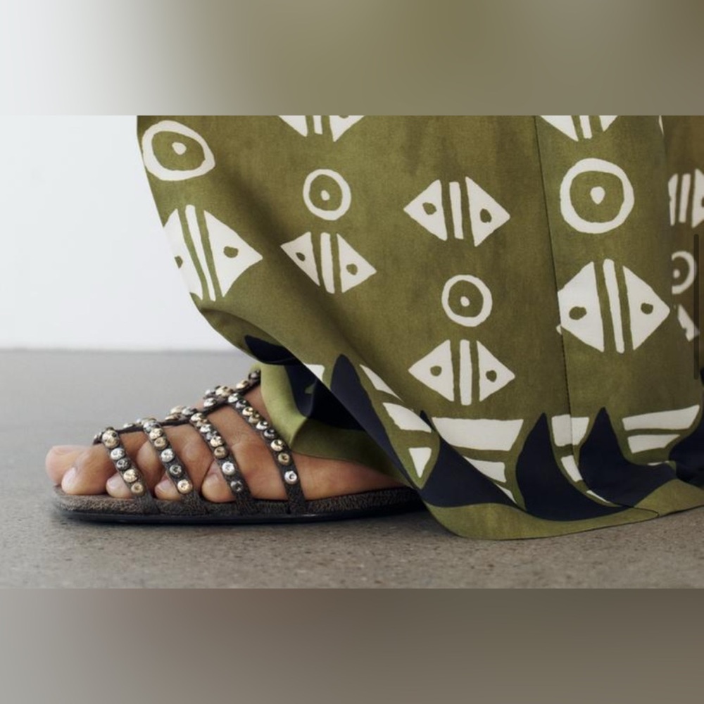 NWT ZARA LEATHER SQUARE TOE LACE UP SANDALS - Picture 7 of 11